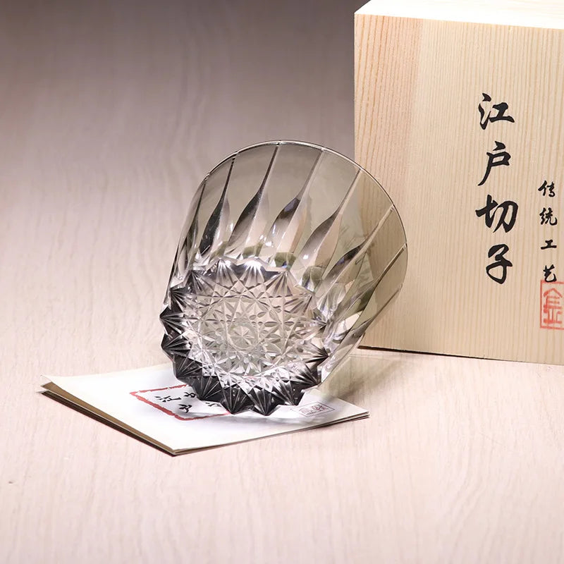 Verre Whisky Cristal Starmine Edo Kiriko Gris — Fabrication Artisanale – | Studio Nichijo Paris