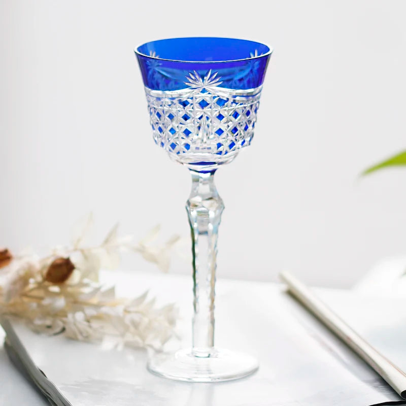 Verre à whisky et gobelet à vin en cristal taillé à la main, style japonais, en verre Edo Kiriko bleu - 5 modèles disponibles – | Studio Nichijo Paris