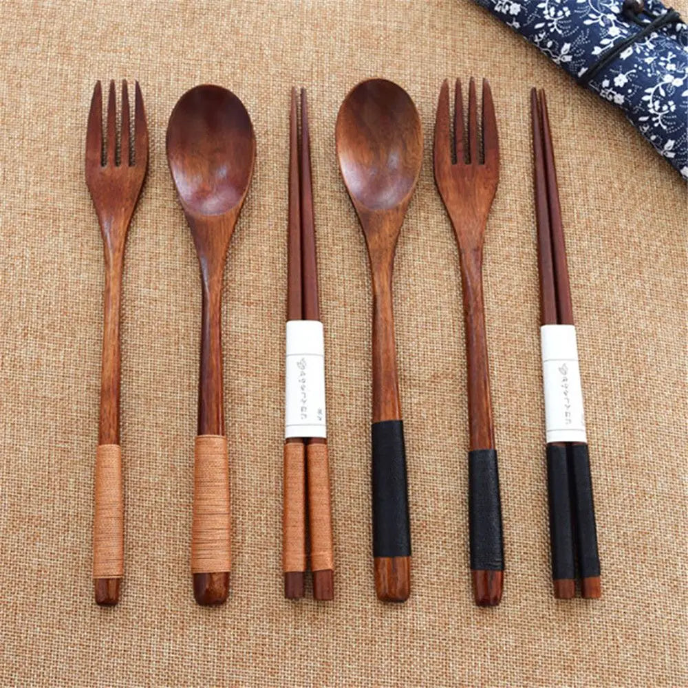 Couverts Voyage Bois Naturel Japonais Baguettes Cuillère Fourchette — Fabrication Artisanale – | Studio Nichijo Paris