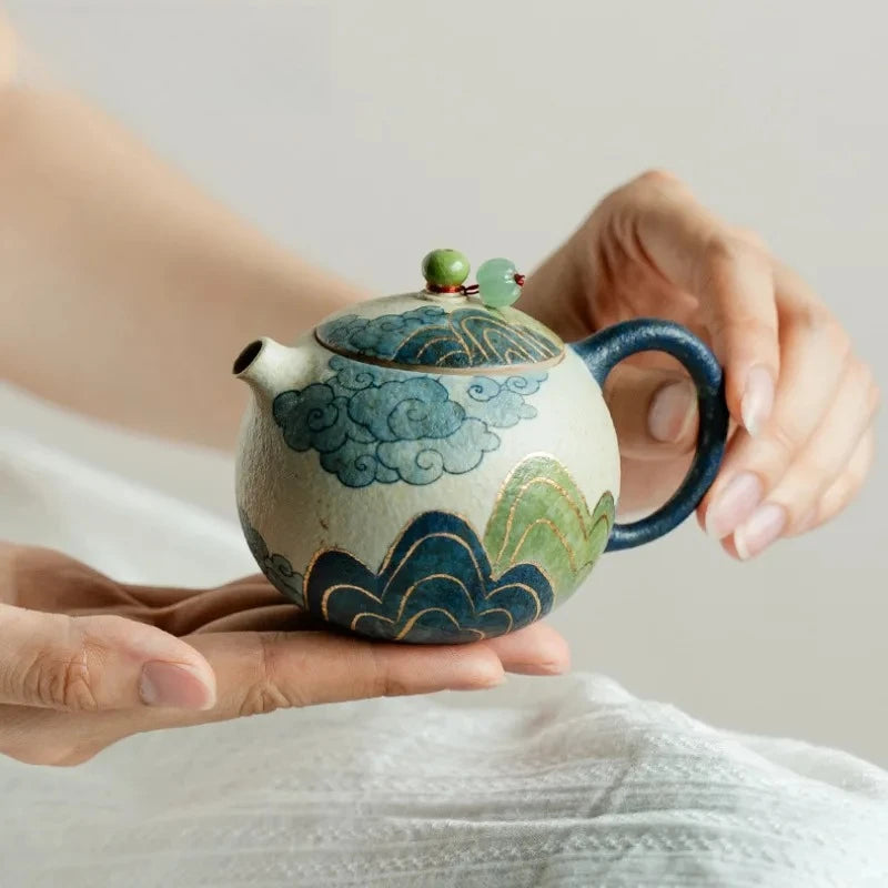 Théière Céramique Dorée 150ml - Cérémonie Gongfu – Fabrication Artisanale – | Studio Nichijo Paris