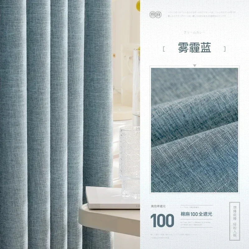 Rideaux Occultants Coton Lin - Wa – Bleu | Studio Nichijo Paris