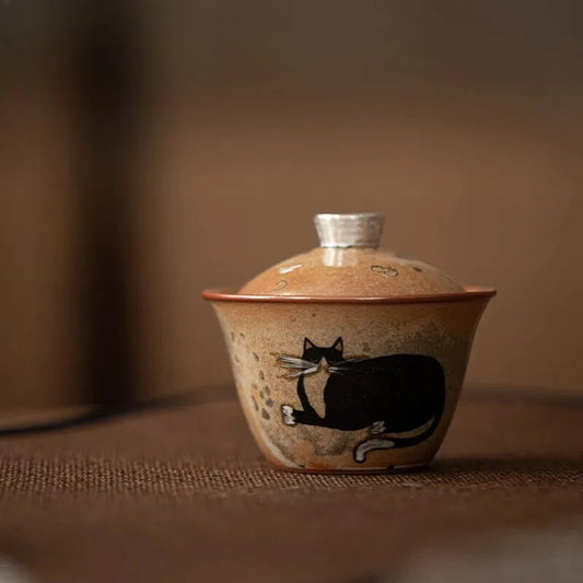 Gaiwan Porcelaine Chat Japonais 100ml – Fabrication Artisanale – | Studio Nichijo Paris