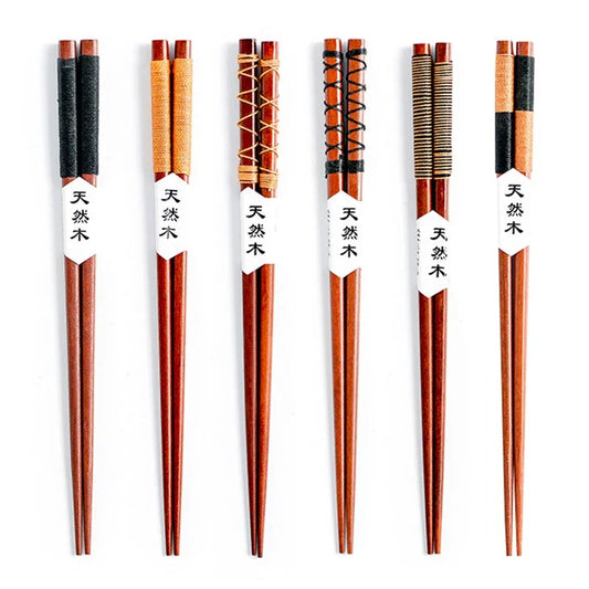 Baguettes Japonaises en Bois — Coffret 6 Paires, 23,5 cm