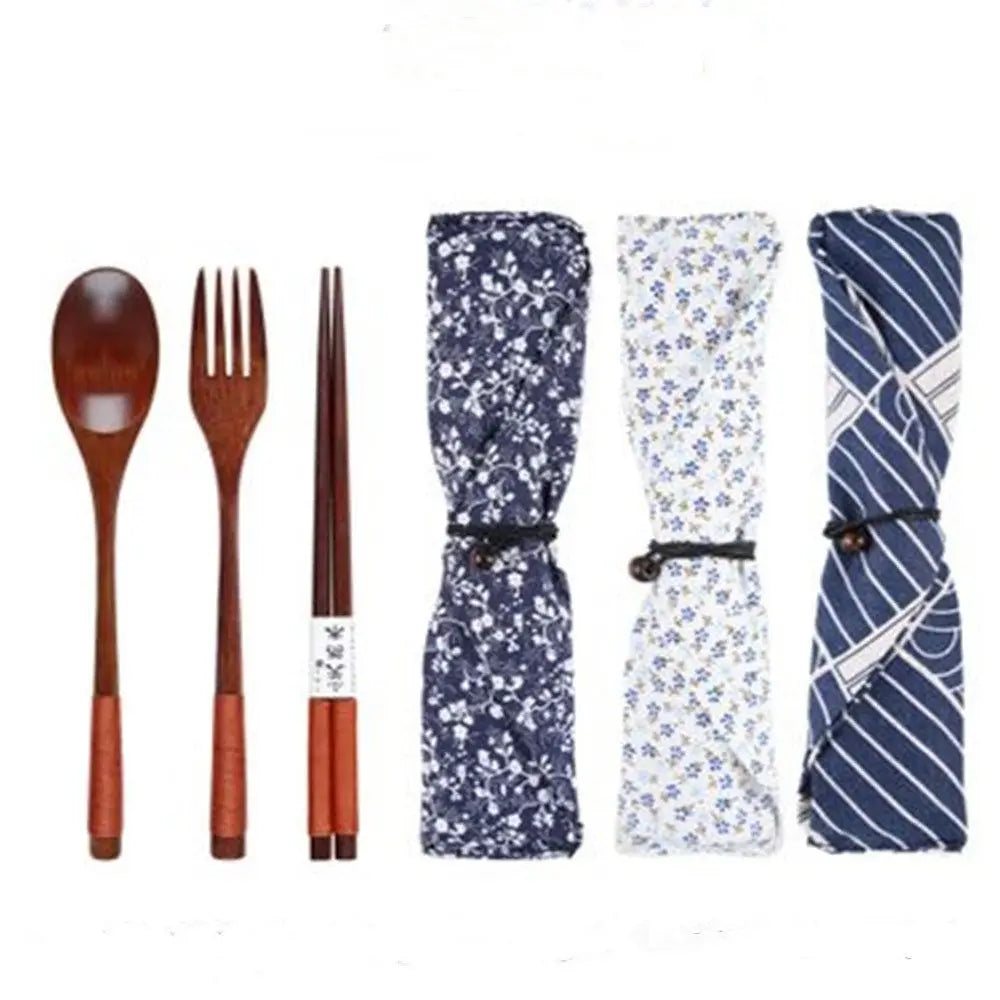 Couverts Voyage Bois Naturel Japonais Baguettes Cuillère Fourchette — Fabrication Artisanale – | Studio Nichijo Paris