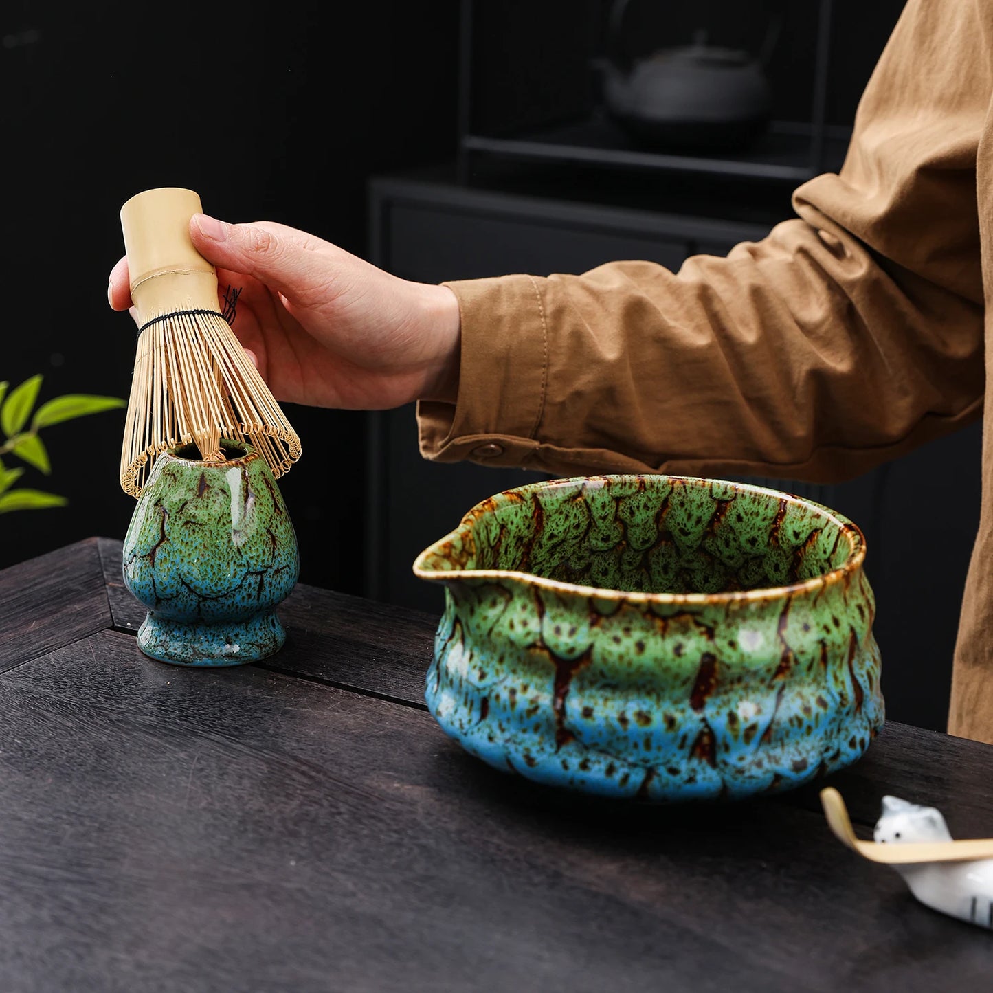 Coffret Matcha en Céramique – Bol & Fouet Bambou – Fabrication Artisanale – | Studio Nichijo Paris