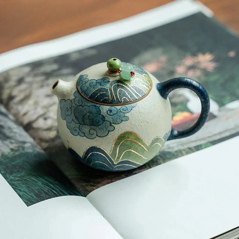 Théière Céramique Dorée 150ml - Cérémonie Gongfu – Fabrication Artisanale – | Studio Nichijo Paris