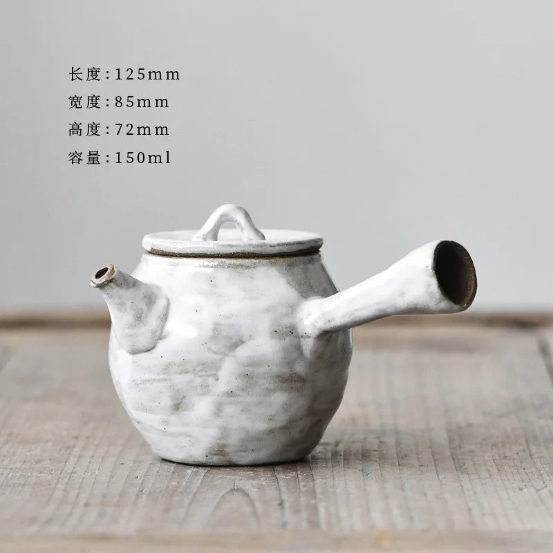 Pichet à Thé Poterie Rugueuse Poignée Latérale 150ml, Fabrication Artisanale – | Studio Nichijo Paris