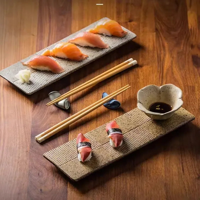 Ensemble Assiettes Sushi Céramique Japonaise Plat Service — Fabrication Artisanale – | Studio Nichijo Paris
