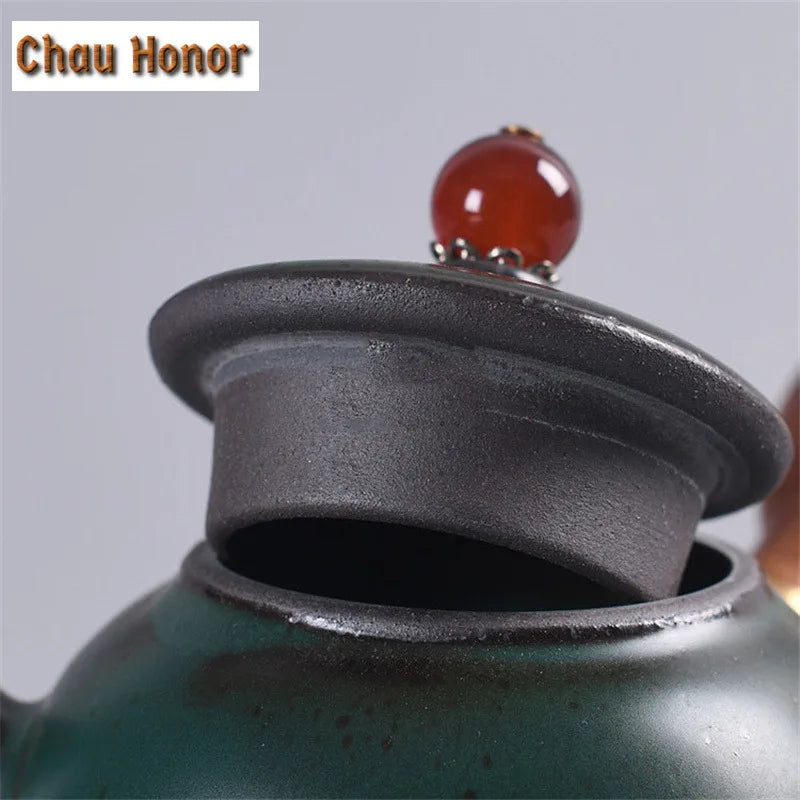 Théière rétro noire en céramique brute de 240ml, théière à manche latéral en bois de Style japonais, Pot maître Dahongpao, tasse emballage cadeau – | Studio Nichijo Paris
