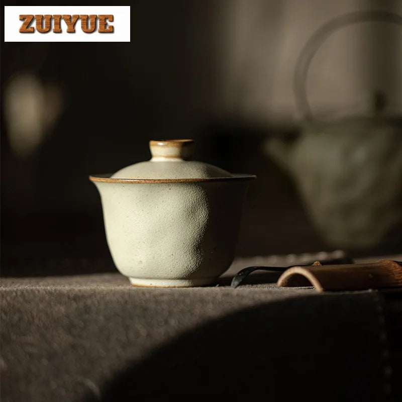 Filles recouvert fait à la main en poterie grossière, petit Gaiwan, théière élégante, verres à thé, cadeau de collection, boutique japonaise, 120ml – | Studio Nichijo Paris
