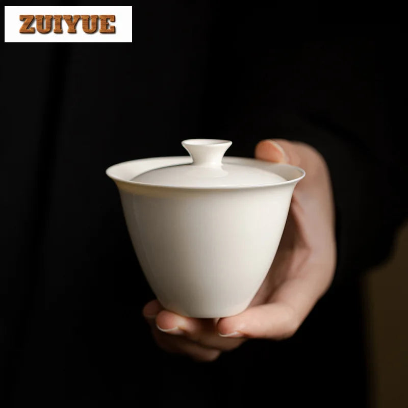 Gaiwan Porcelaine Blanc Abricot, Fabrication Artisanale – | Studio Nichijo Paris