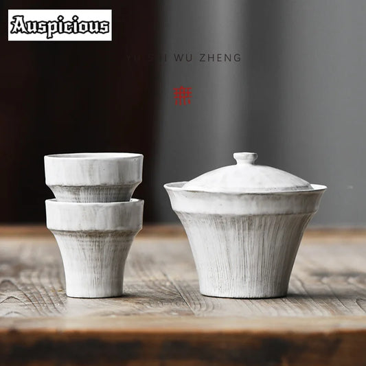 Service à Thé Gaiwan Porcelaine Blanc Yin 3 Pièces, Fabrication Artisanale – | Studio Nichijo Paris