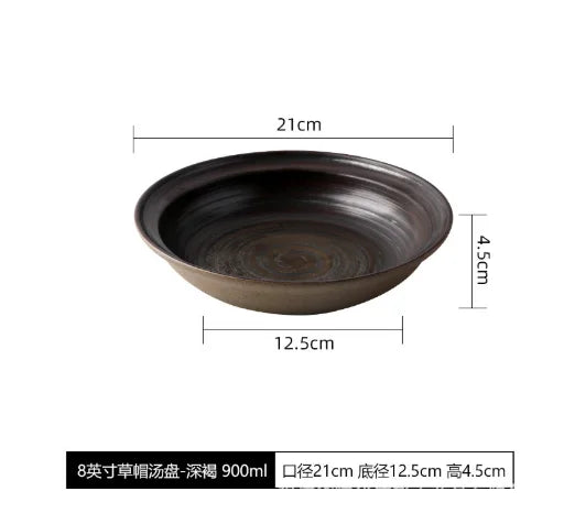 Assiette Céramique Japonaise Rétro — Fabrication Artisanale – I-8 inches | Studio Nichijo Paris