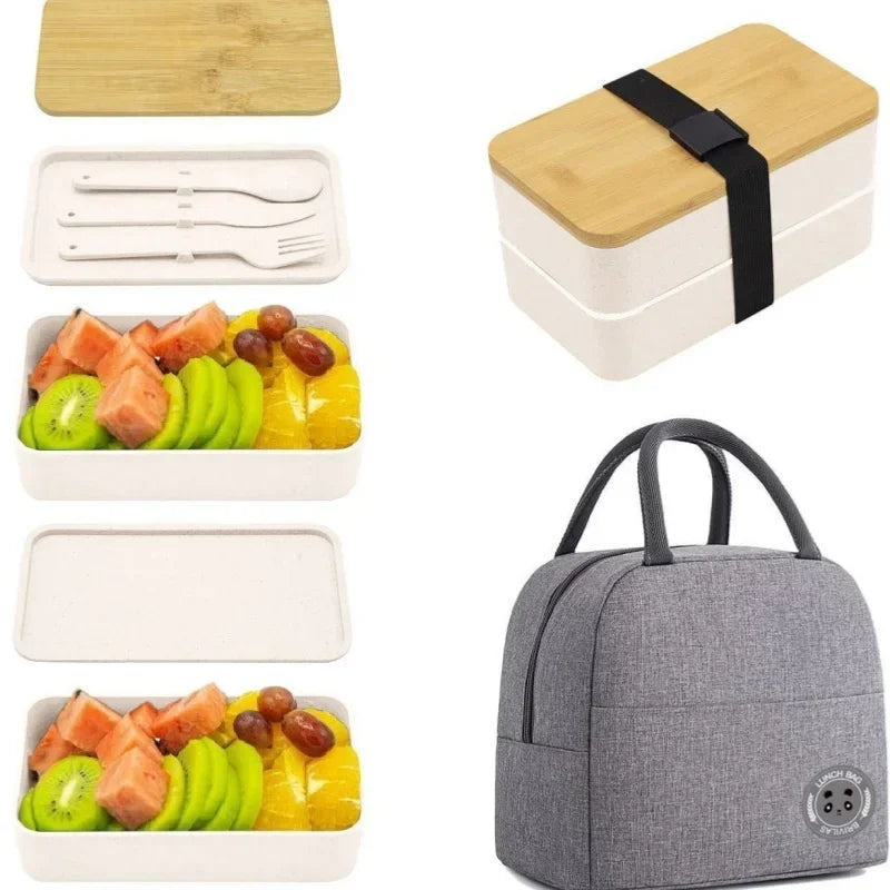 Bento Bois 1200ml – Boîte Repas Micro-ondes Double Couche – | Studio Nichijo Paris