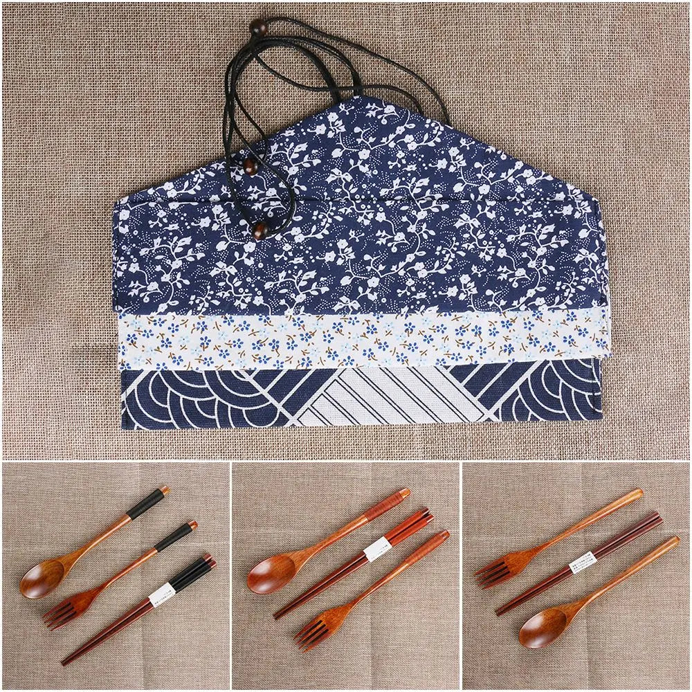 Couverts Voyage Bois Naturel Japonais Baguettes Cuillère Fourchette — Fabrication Artisanale – | Studio Nichijo Paris