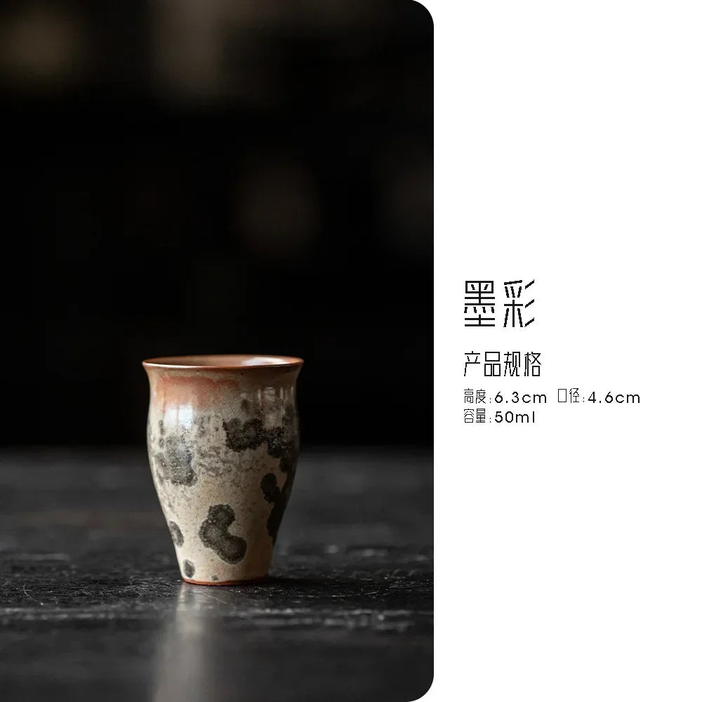Tasses Thé Porcelaine Cuite Feu Bois Fait Main Lot 2 Encre 50ml — Fabrication Artisanale – Shizuku | Studio Nichijo Paris