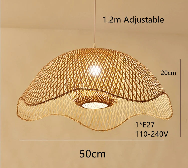 Lustre suspendu en bambou et bois, style chinois, japonais, asiatique, pour cuisine, hôtel, restaurant, salle à manger, salon, fabrication artisanale, nouveauté 2022 – | Studio Nichijo Paris