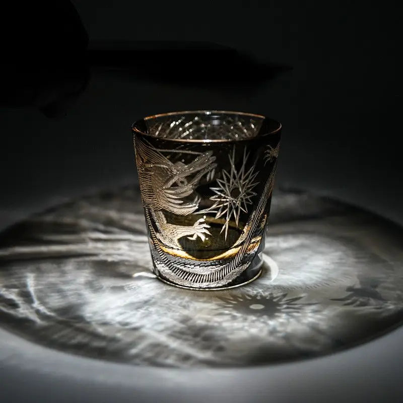 Verre Whisky Cristal Sans Plomb Taille Edo Dragon Noir, Fabrication Artisanale – | Studio Nichijo Paris