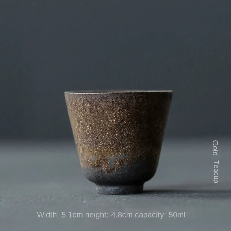 Tasse Grès Dorée Japonaise Cuite au Four – Fabrication Artisanale – Nagare | Studio Nichijo Paris
