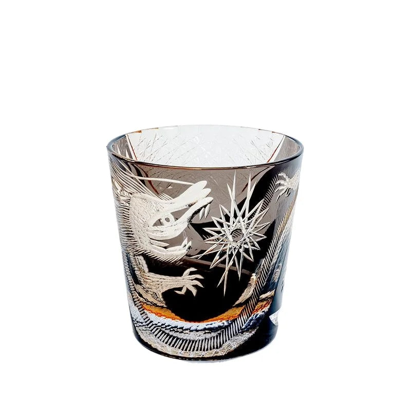 Verre Whisky Cristal Sans Plomb Taille Edo Dragon Noir, Fabrication Artisanale – | Studio Nichijo Paris