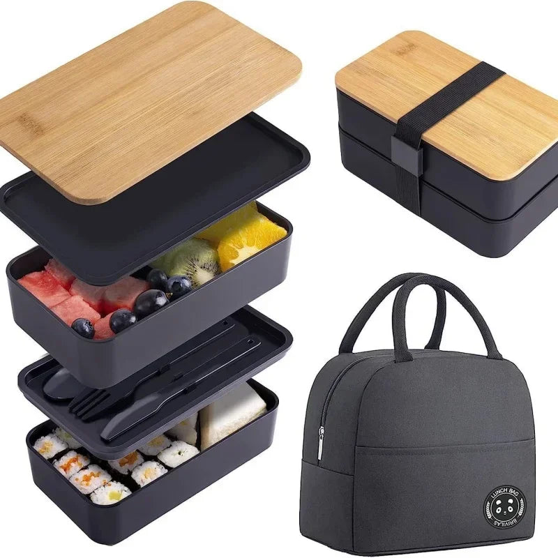Bento Bois 1200ml – Boîte Repas Micro-ondes Double Couche – | Studio Nichijo Paris