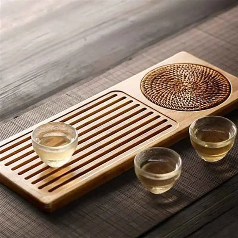 Plateau à thé en bambou fait main japonais, petit et simple, pour la préparation du thé à sec, pour usage domestique, ensemble de thé Gongfu – | Studio Nichijo Paris