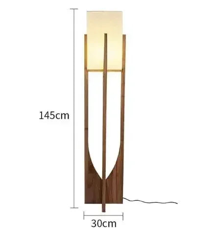 Lampadaire Japonais en Bambou et Bois – Lampe sur Pied Style Wabi-Sabi – Noyer color 145 cm de hauteur | Studio Nichijo Paris