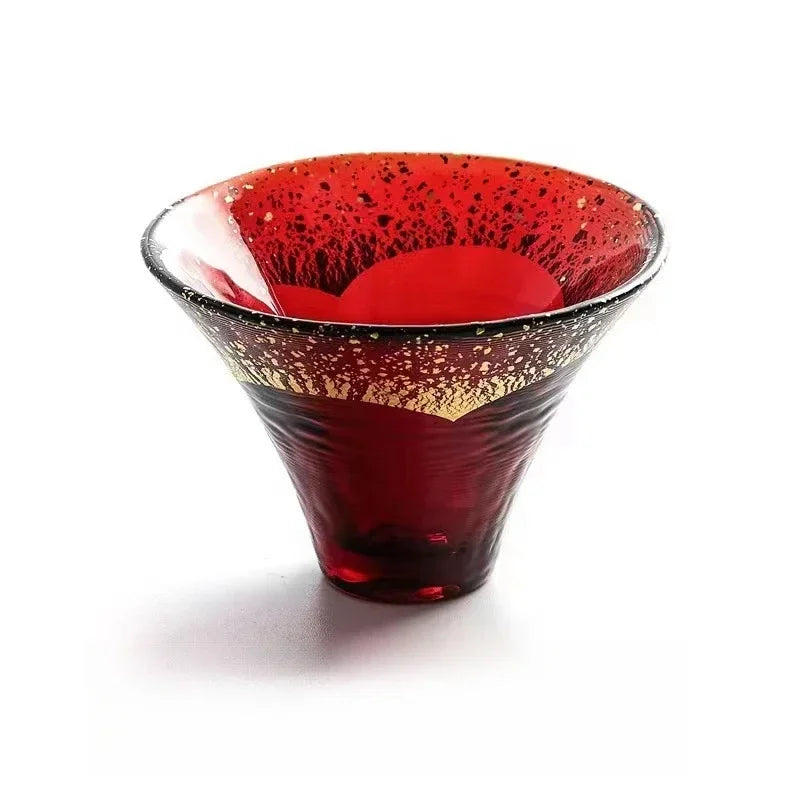 Tasse Saké Cristal Mont Fuji Paire 65 ml — Fabrication Artisanale – Red | Studio Nichijo Paris