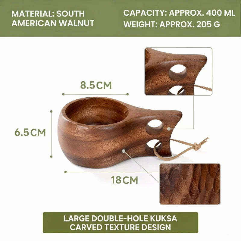 Tasse en bois faite à la main, bois d'acacia, tasse à café, thé, lait, kuksa finlandaise, vaisselle pour le petit-déjeuner à la maison, vaisselle de style japonais – | Studio Nichijo Paris