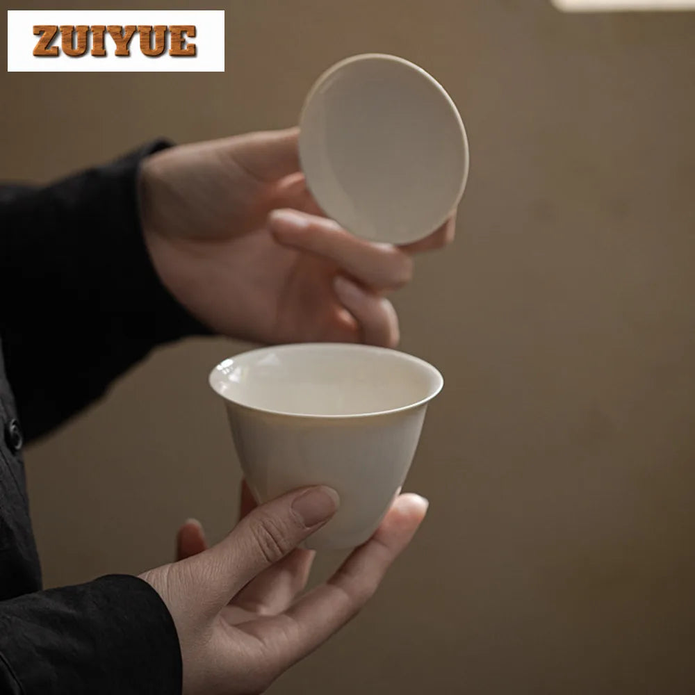 Gaiwan Porcelaine Blanc Abricot, Fabrication Artisanale – | Studio Nichijo Paris