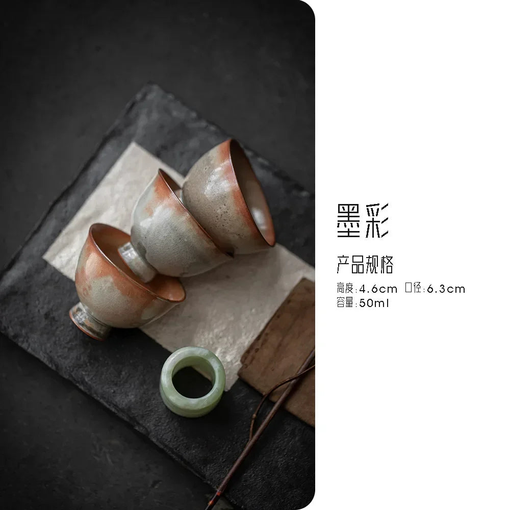 Tasses Thé Porcelaine Cuite Feu Bois Fait Main Lot 2 Encre 50ml — Fabrication Artisanale – Kokoro | Studio Nichijo Paris