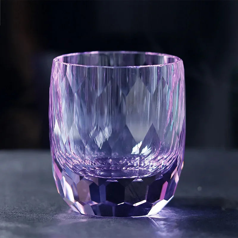 Verre à Whisky Cristal Taille Diamant Japonais 250ml, Fabrication Artisanale – Pourpre | Studio Nichijo Paris