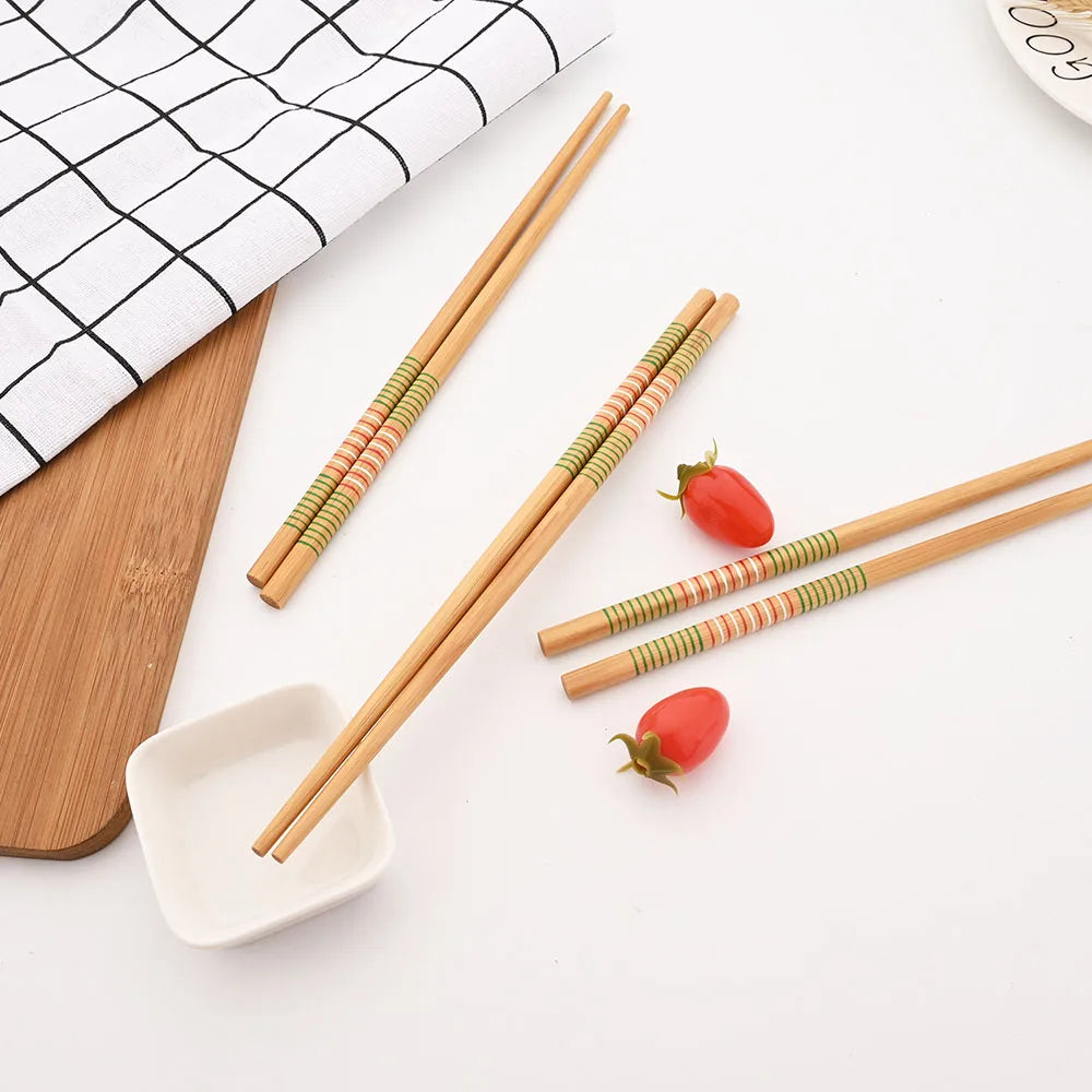 Baguettes Bois Bambou Japonaises Multicolores Lot 5 Paires — Fabrication Artisanale – | Studio Nichijo Paris