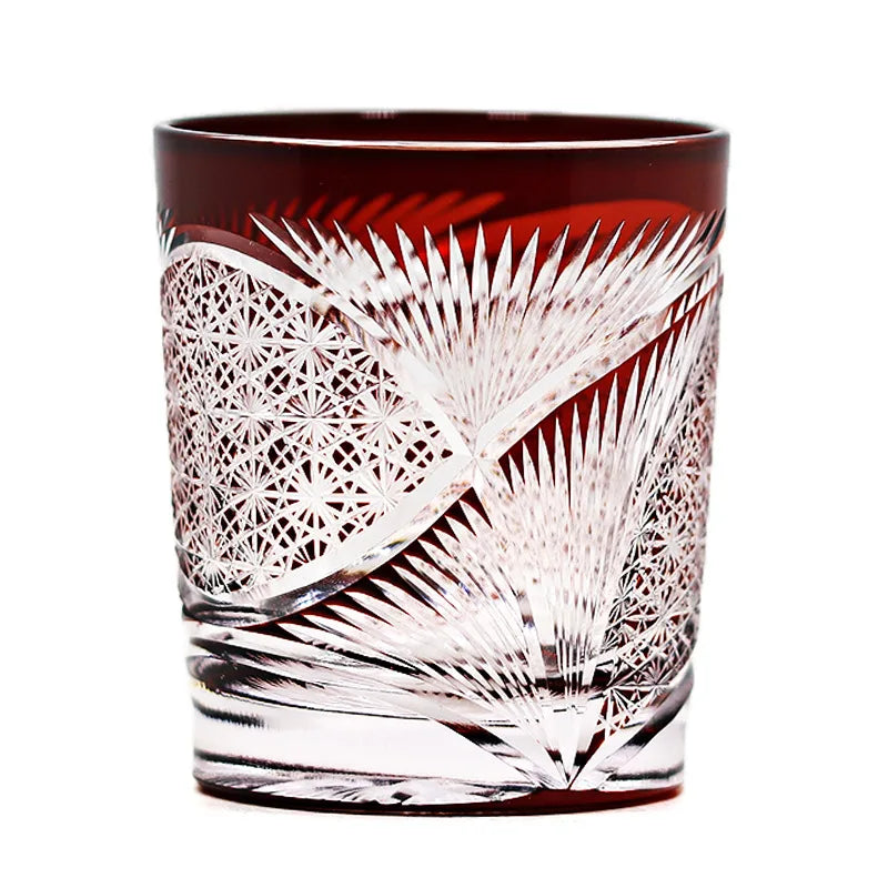 Verre Whisky Cristal Vintage Sculpté Main Éventail Japonais — Fabrication Artisanale – | Studio Nichijo Paris