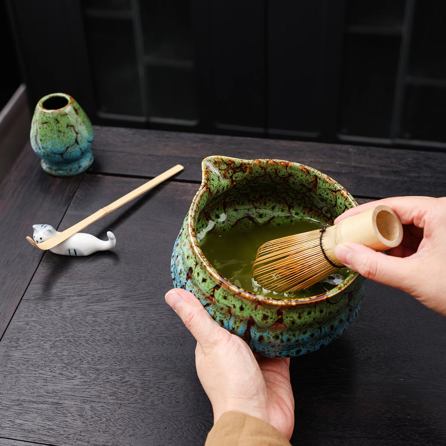 Coffret Matcha en Céramique – Bol & Fouet Bambou – Fabrication Artisanale – | Studio Nichijo Paris