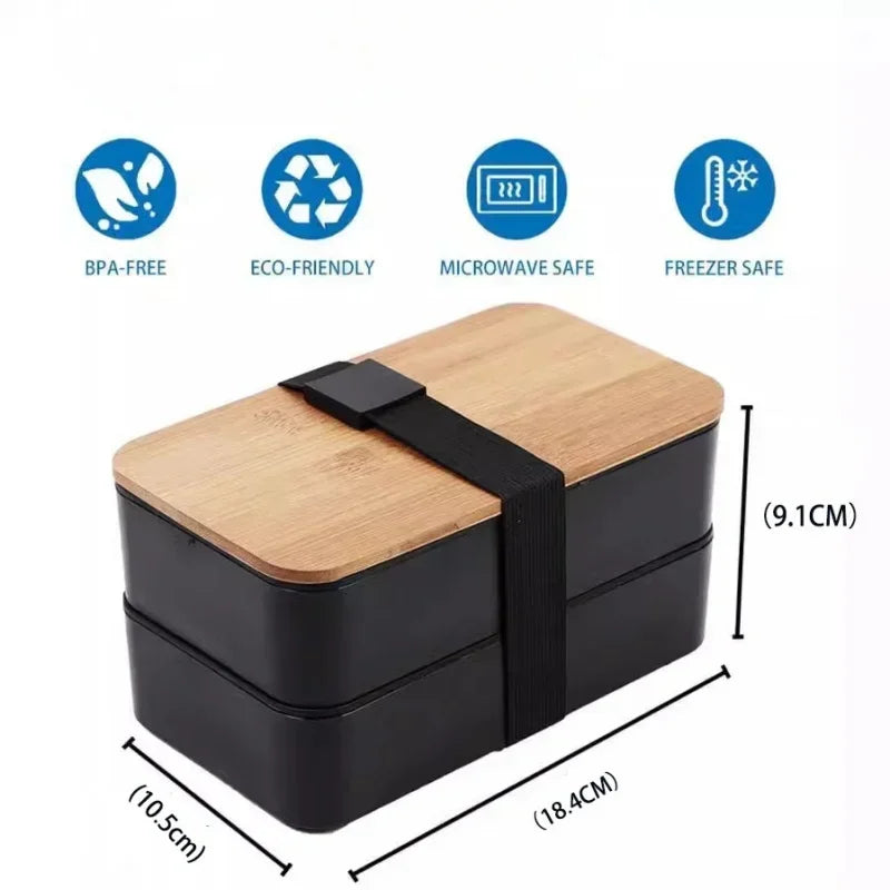 Bento Bois 1200ml – Boîte Repas Micro-ondes Double Couche – | Studio Nichijo Paris
