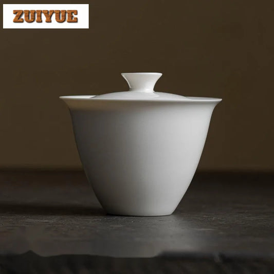 Gaiwan Porcelaine Blanc Abricot, Fabrication Artisanale – | Studio Nichijo Paris