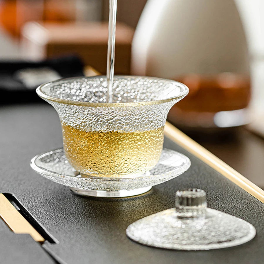 Bol Gaiwan Verre Résistant Chaleur Cérémonie Thé 200ml — Fabrication Artisanale – | Studio Nichijo Paris