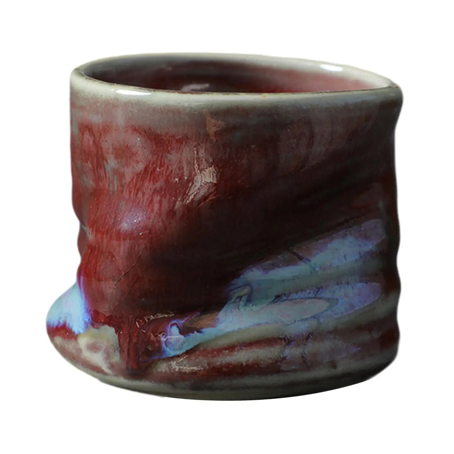 Tasse Grès Sans Anse Rétro Japonais, Fabrication Artisanale – Rouge | Studio Nichijo Paris