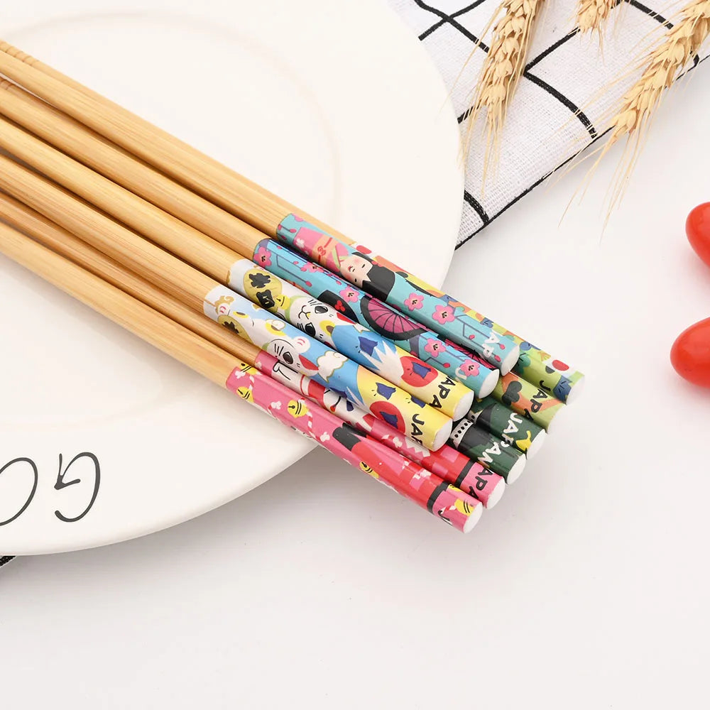 Baguettes Bois Bambou Japonaises Multicolores Lot 5 Paires — Fabrication Artisanale – | Studio Nichijo Paris