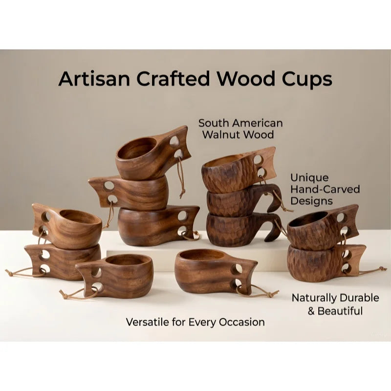 Tasse en bois faite à la main, bois d'acacia, tasse à café, thé, lait, kuksa finlandaise, vaisselle pour le petit-déjeuner à la maison, vaisselle de style japonais – | Studio Nichijo Paris