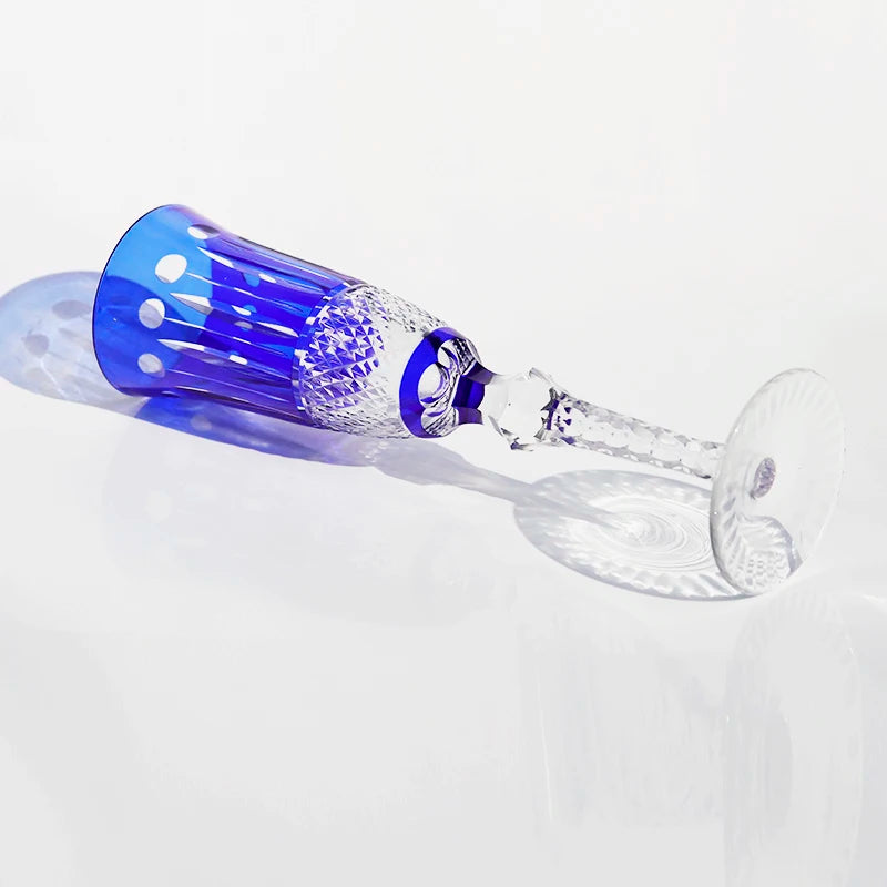 Verre à whisky et gobelet à vin en cristal taillé à la main, style japonais, en verre Edo Kiriko bleu - 5 modèles disponibles – | Studio Nichijo Paris