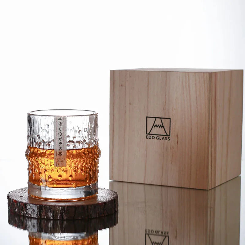 Verre à Whisky en Cristal Motif Bambou – Fabrication Artisanale – Coffret 1 verre | Studio Nichijo Paris