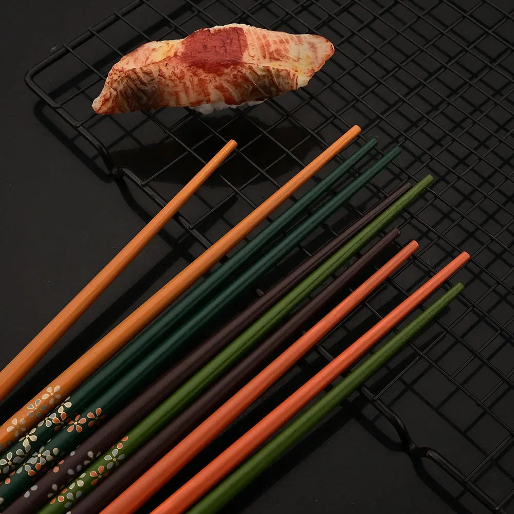 Baguettes Bambou Multicolores Motifs Lot 5 Paires Réutilisables — Fabrication Artisanale – | Studio Nichijo Paris