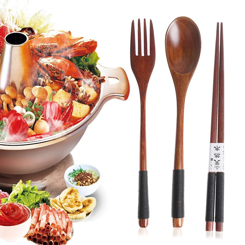 Couverts Voyage Bois Naturel Japonais Baguettes Cuillère Fourchette — Fabrication Artisanale – | Studio Nichijo Paris