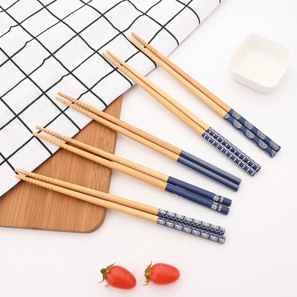 Baguettes Bois Bambou Japonaises Multicolores Lot 5 Paires — Fabrication Artisanale – | Studio Nichijo Paris